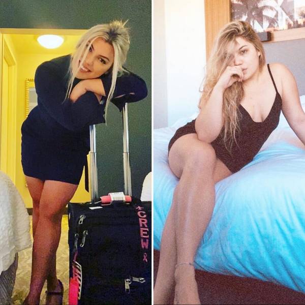 Sexy Stewardesses With And Without Their Uniform