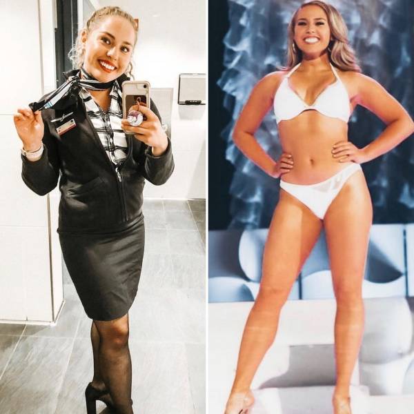 Sexy Stewardesses With And Without Their Uniform