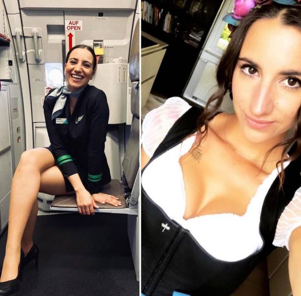 Sexy Stewardesses With And Without Their Uniform