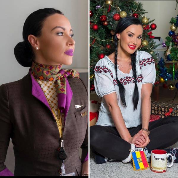 Hot Flight Attendants With And Without Their Uniforms