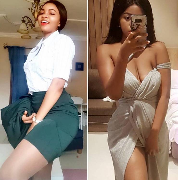 Hot Flight Attendants With And Without Their Uniforms