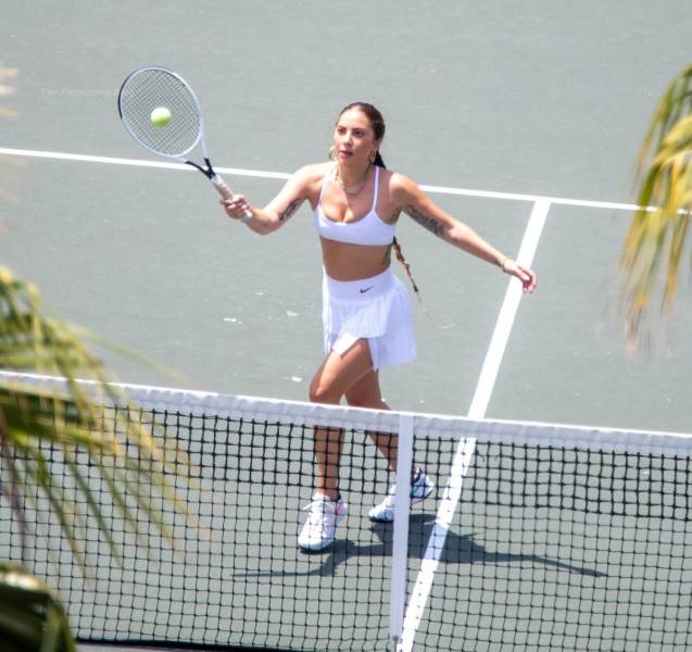 Lady Gaga On The Tennis Court