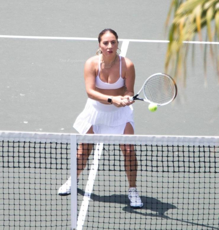 Lady Gaga On The Tennis Court