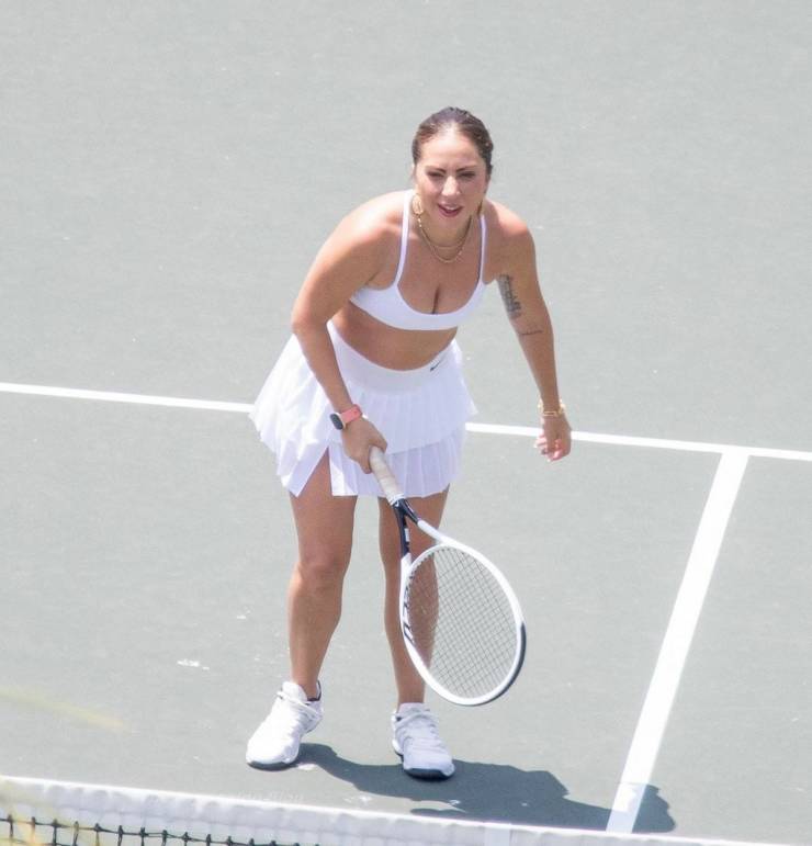 Lady Gaga On The Tennis Court
