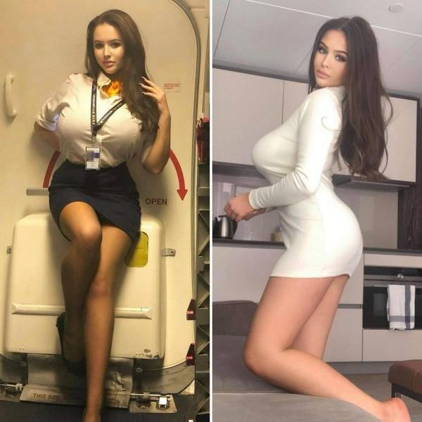 Sexy Flight Attendants With And Without Their Uniforms