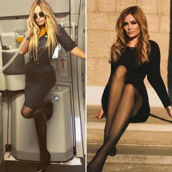 Sexy Flight Attendants With And Without Their Uniforms