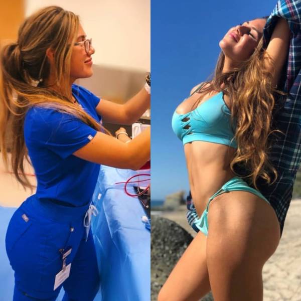 Fit Girls With And Without Their Uniforms