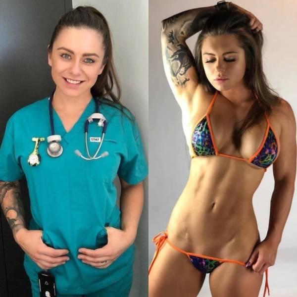 Fit Girls With And Without Their Uniforms