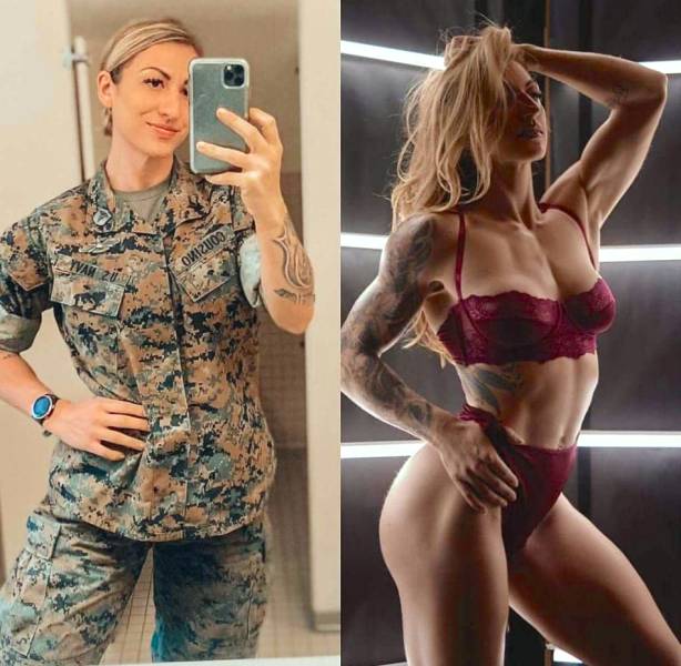 Fit Girls With And Without Their Uniforms