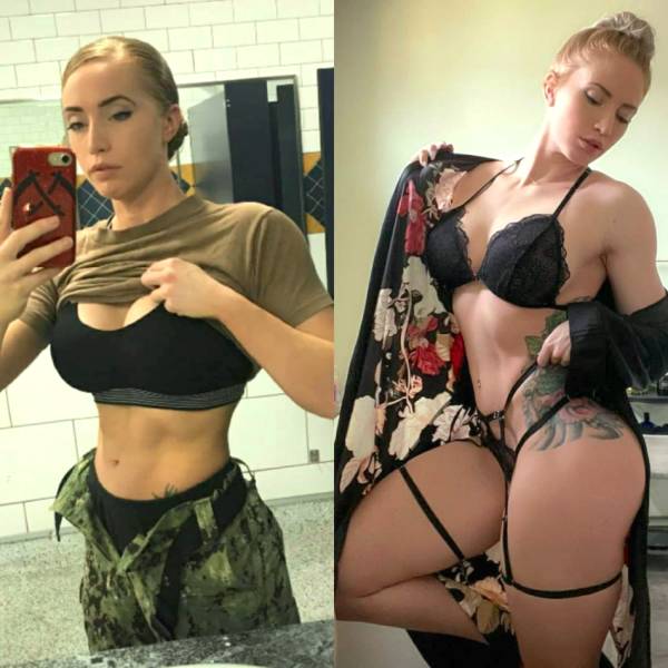 Fit Girls With And Without Their Uniforms
