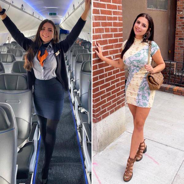 Sexy Flight Attendants With And Without Their Uniforms