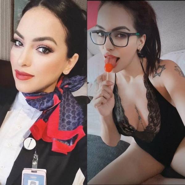 Sexy Flight Attendants With And Without Their Uniform