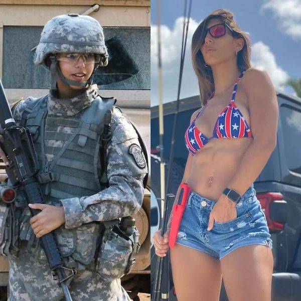 Military Girls With And Without Their Uniforms