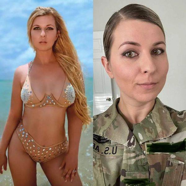 Military Girls With And Without Their Uniforms