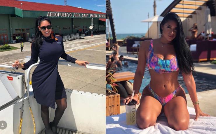 Hot Flight Attendants With And Without Their Uniforms