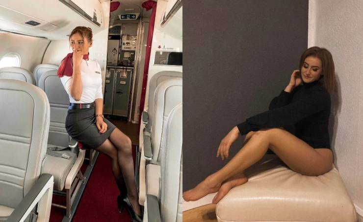 Hot Flight Attendants With And Without Their Uniforms