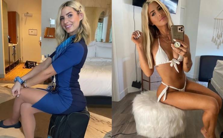 Hot Flight Attendants With And Without Their Uniforms