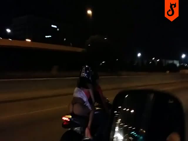 She Has The Perfect Outfit For Riding The Motorbike!