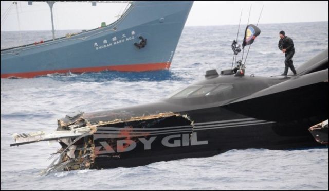 Trimaran Ady Gil Goes Down (15 pics + 2 videos)