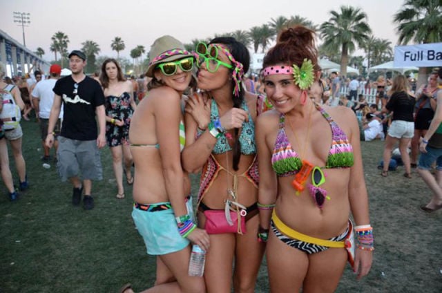 Coachella Music Festival: Half Naked Hot Young White Chicks Dancing