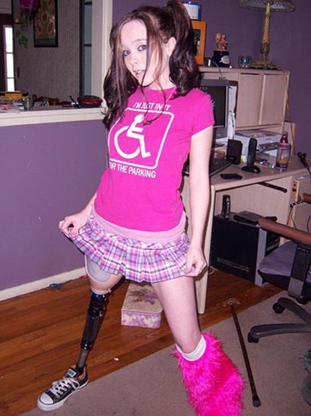 Sexy Amputee Amber Stays Positive