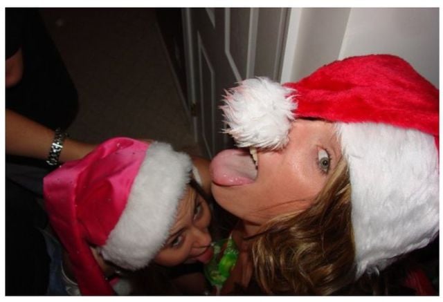 Drunk Girls Embracing The Christmas Spirit Of Giving