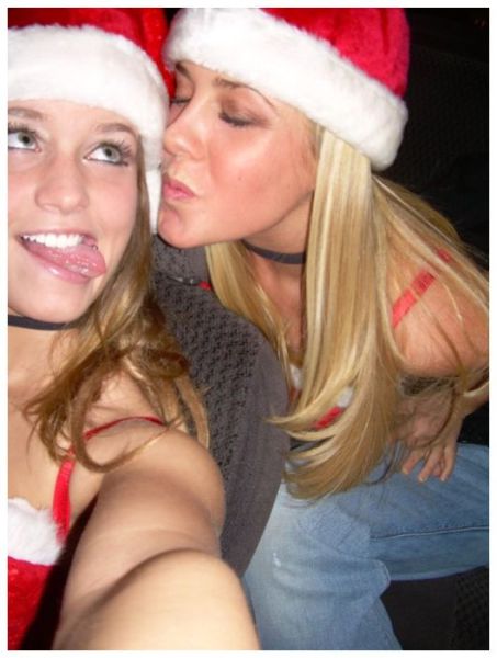 Drunk Girls Embracing The Christmas Spirit Of Giving
