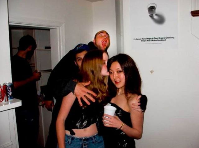 Classic Photobombs of Drunk Girls Kissing Each Other