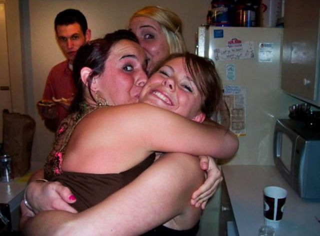 Classic Photobombs of Drunk Girls Kissing Each Other