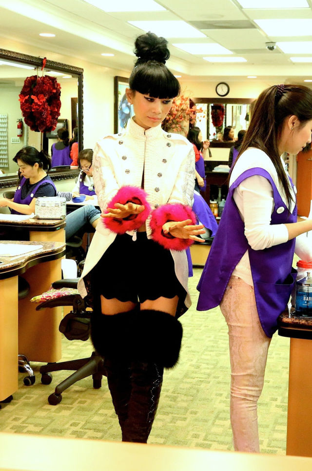 Bai Ling Went For a Manicure in a Very Revealing Outfit