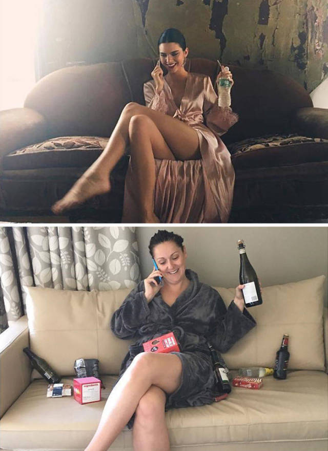 Woman Continues To Recreate Hilarious Celebrity Photos